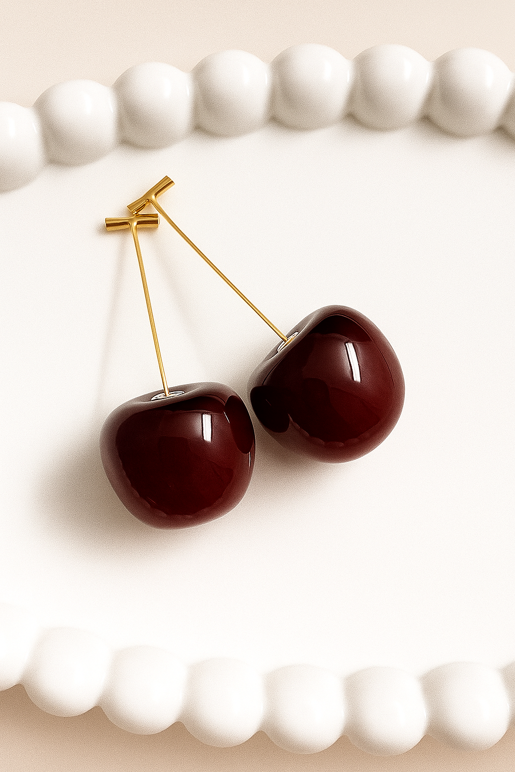 Crimson Cherry Drop Earrings