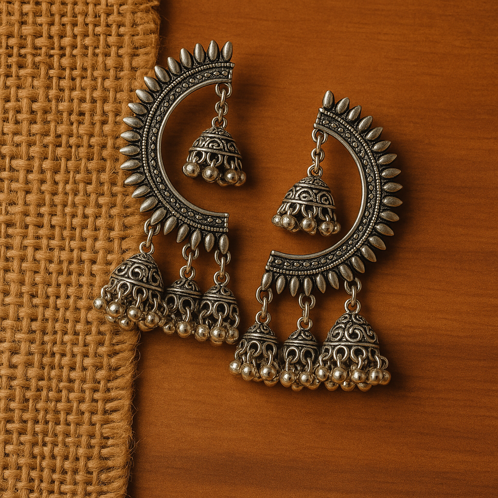 Ganga Tribal Crescent Jhumkas