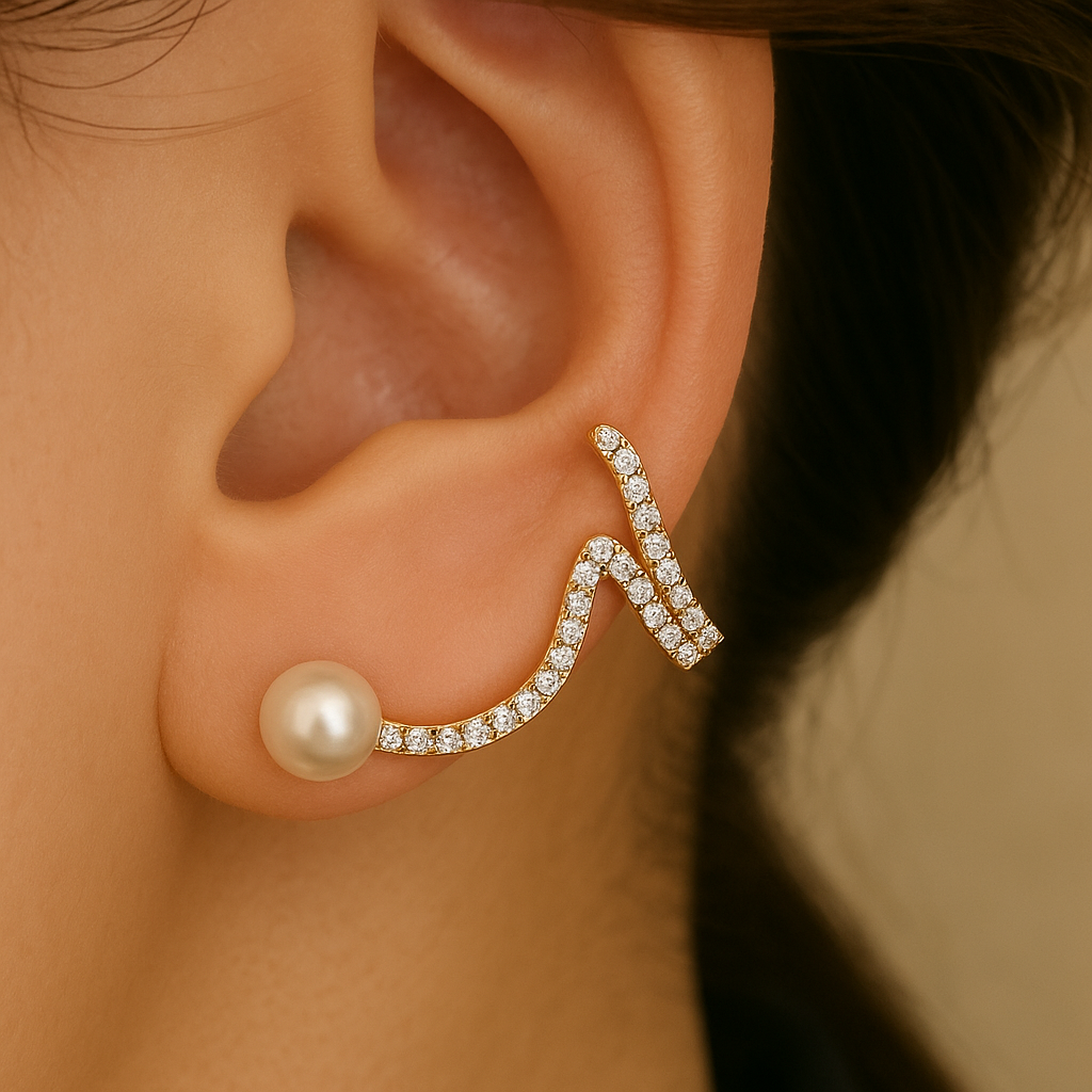 Ziva Curve Pearl Earrings