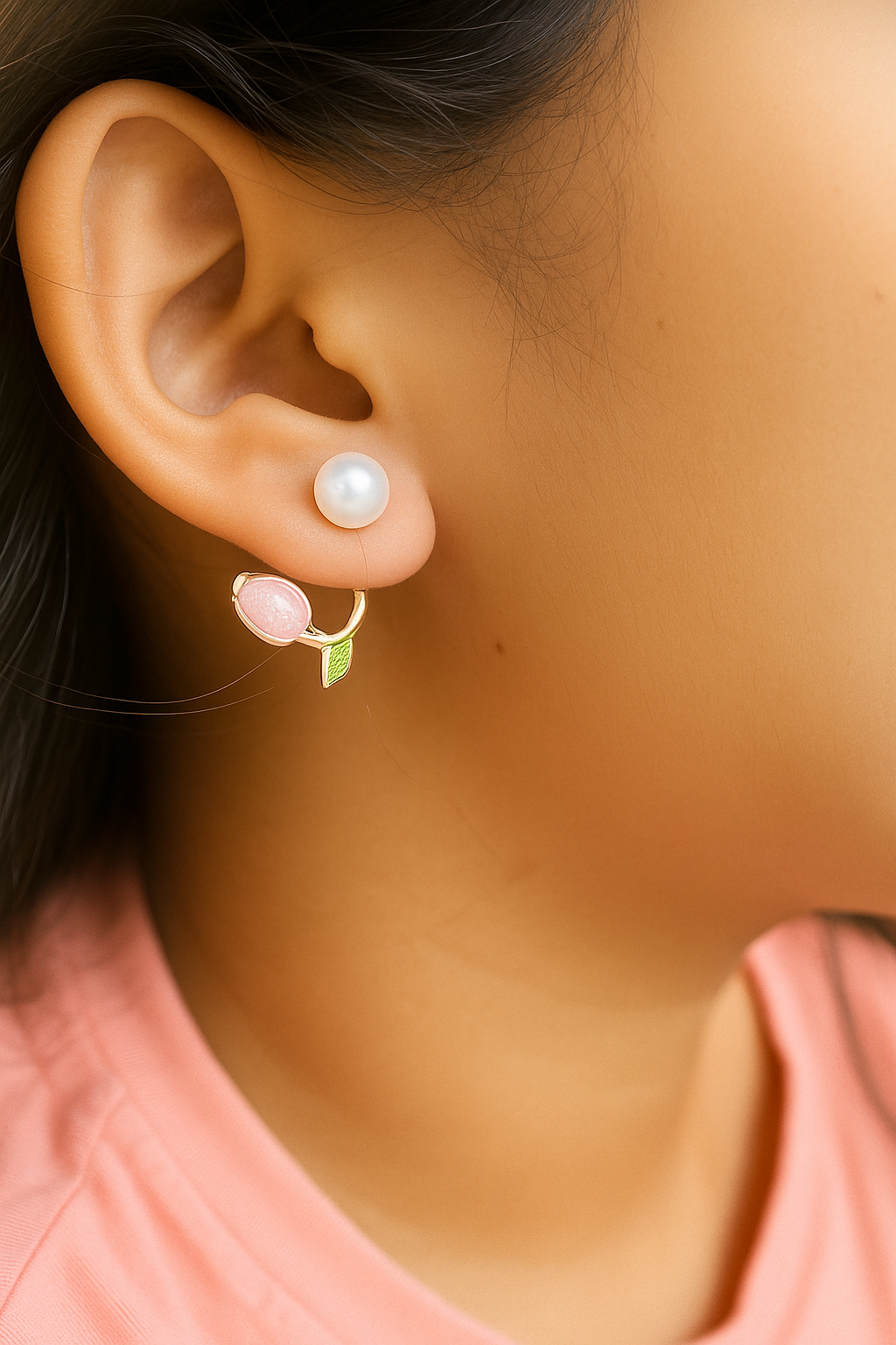 Peach Blossom Tulip Earrings