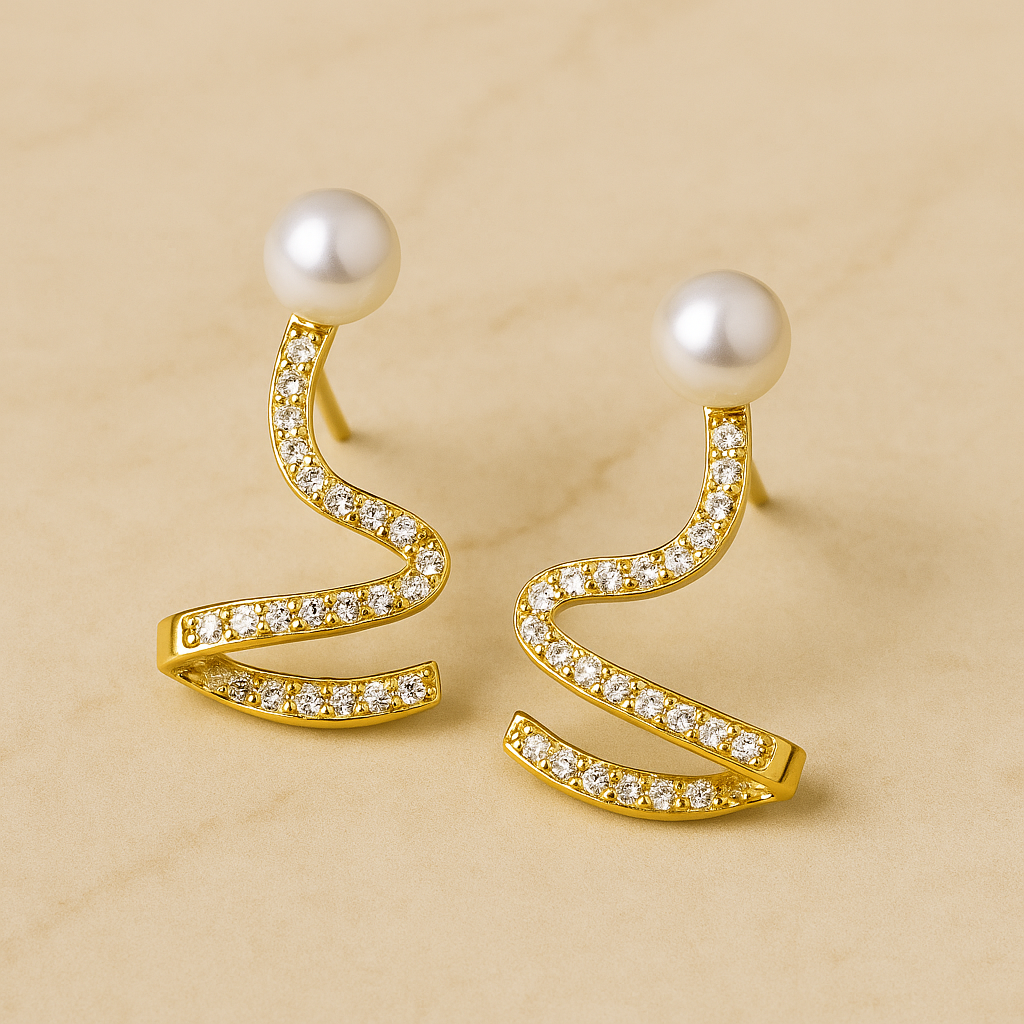 Ziva Curve Pearl Earrings