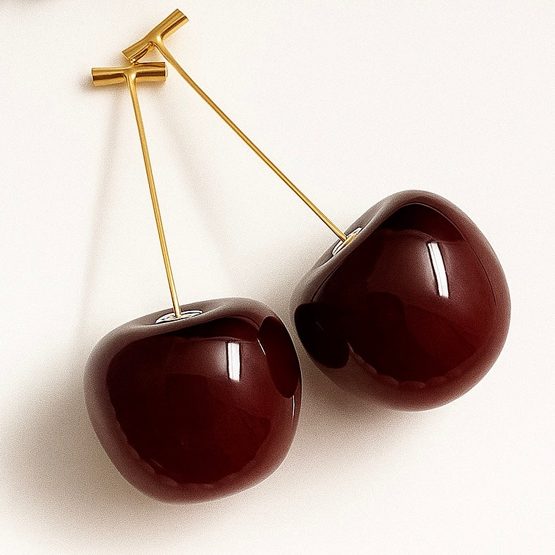 Crimson Cherry Drop Earrings