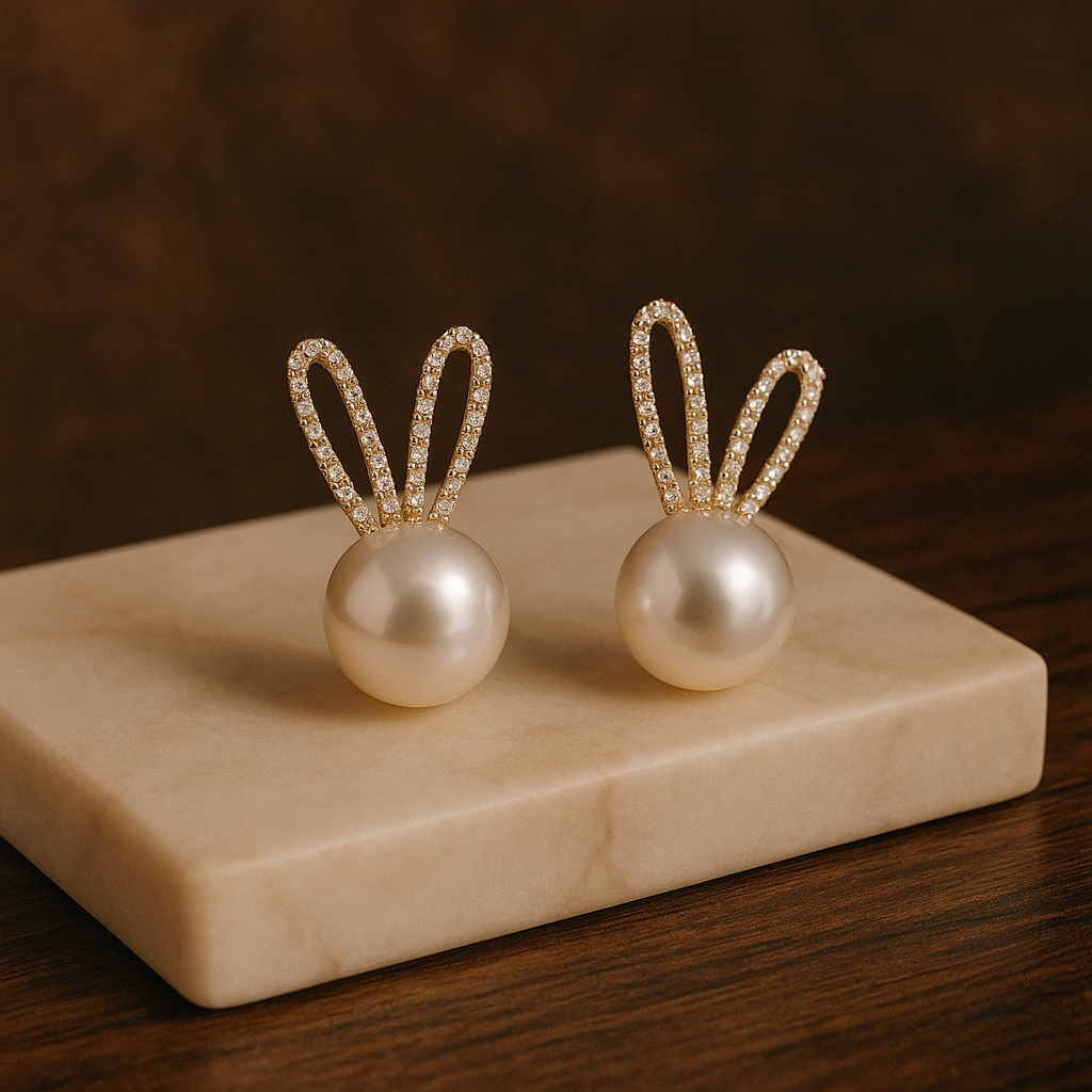 Luna Bunny Pearl Studs