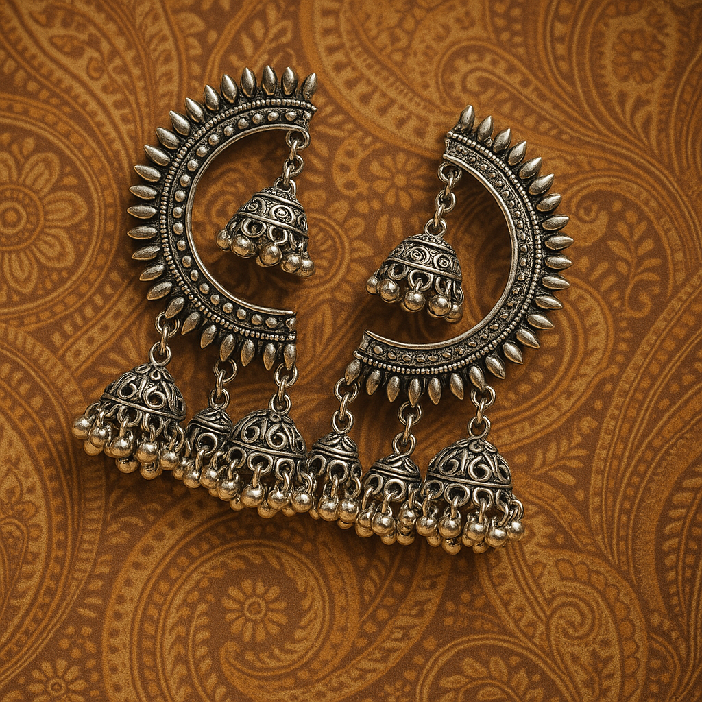 Ganga Tribal Crescent Jhumkas