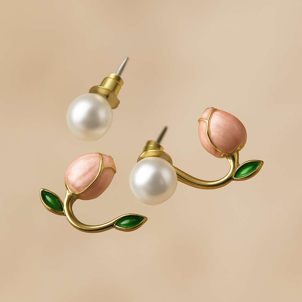 Peach Blossom Tulip Earrings