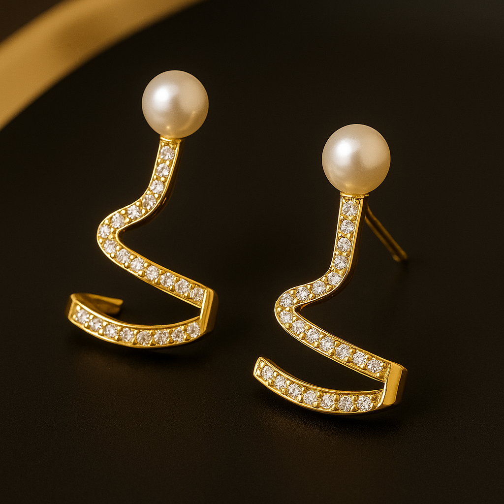 Ziva Curve Pearl Earrings