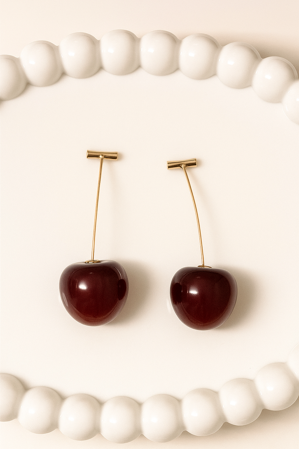 Crimson Cherry Drop Earrings