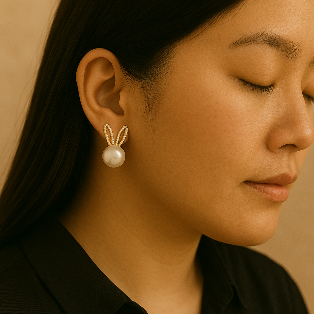 Luna Bunny Pearl Studs