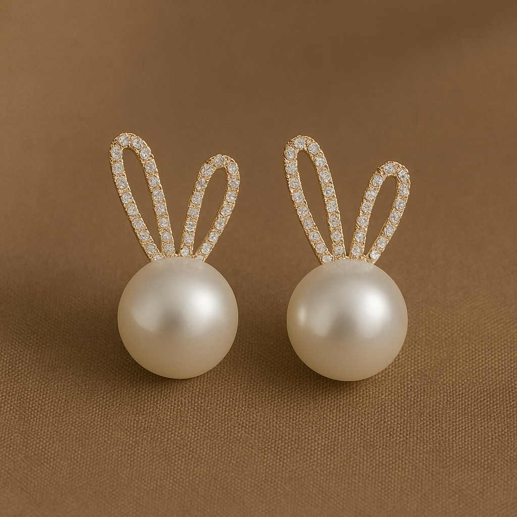 Luna Bunny Pearl Studs