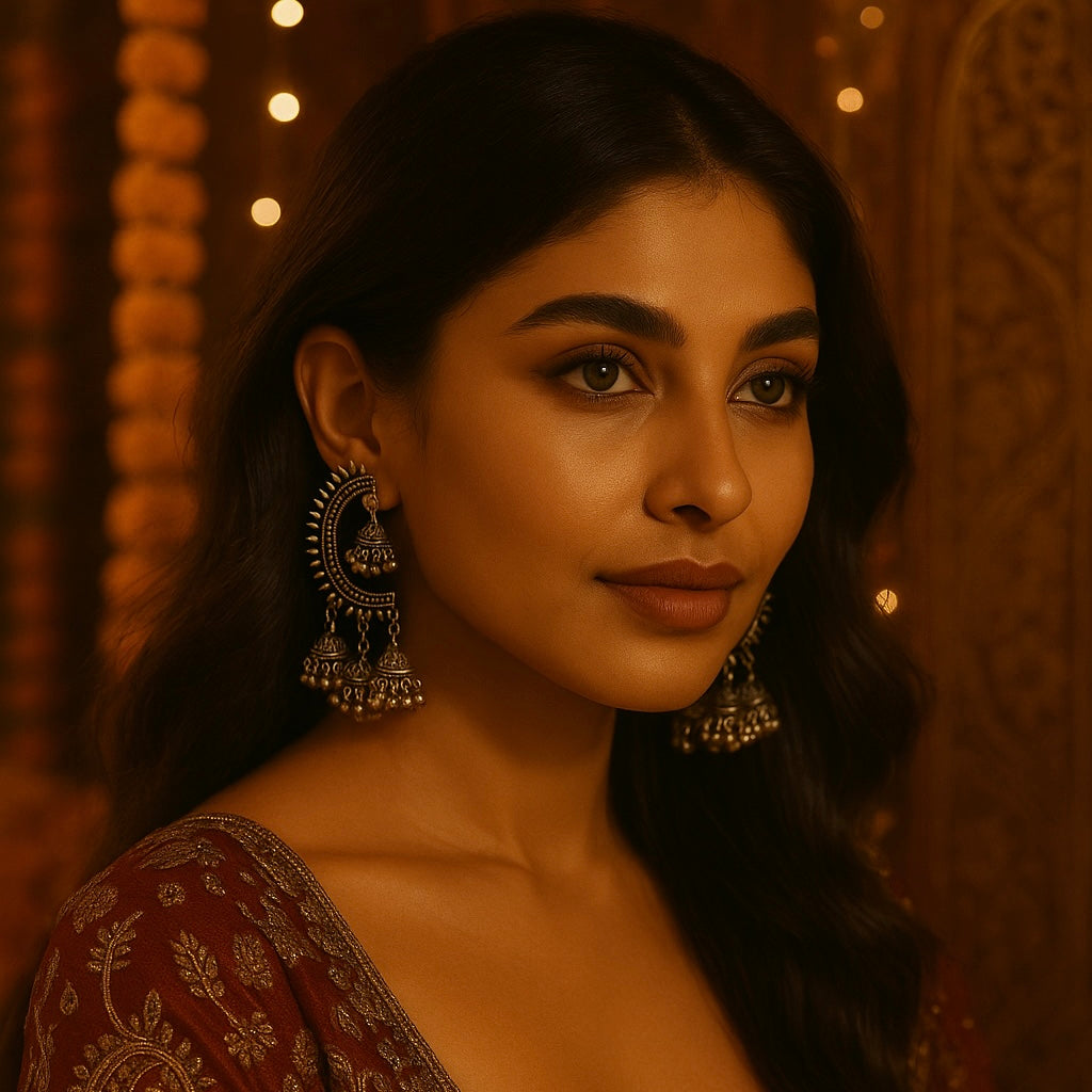 Ganga Tribal Crescent Jhumkas