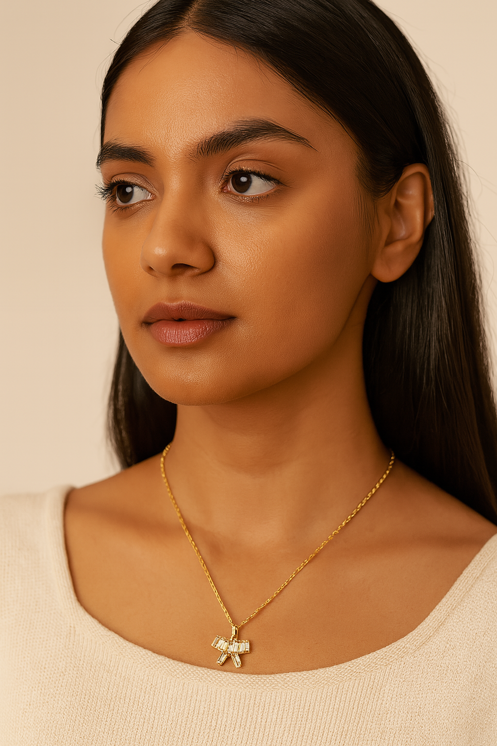 Gleam Bow Pendant Necklace