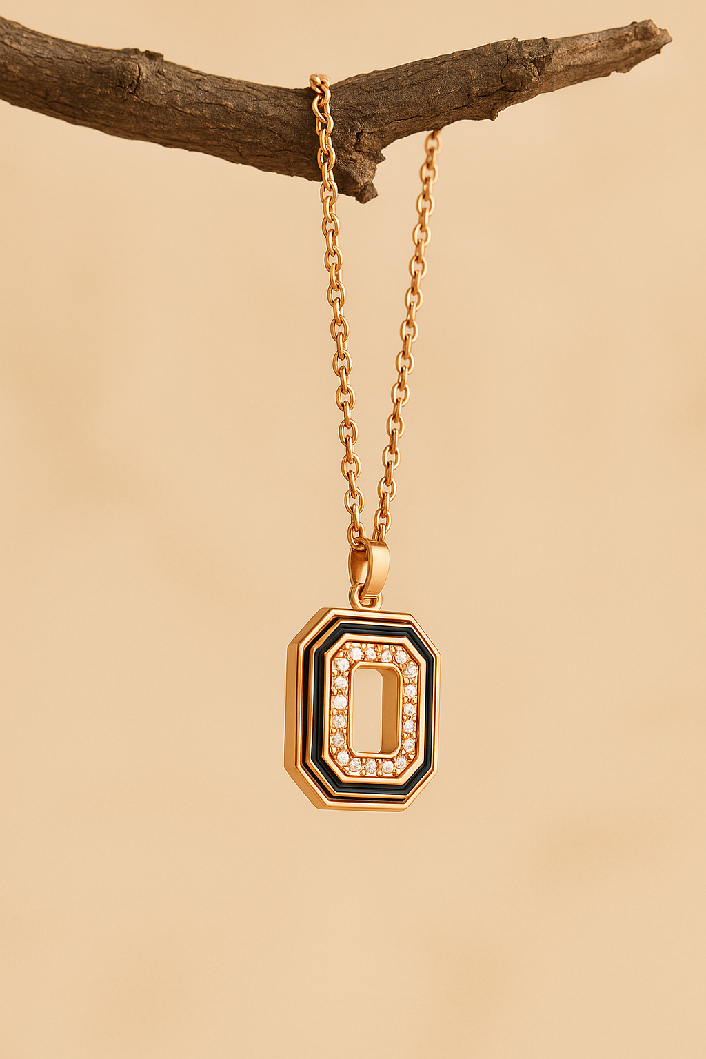 Noir Deco Pendant Necklace