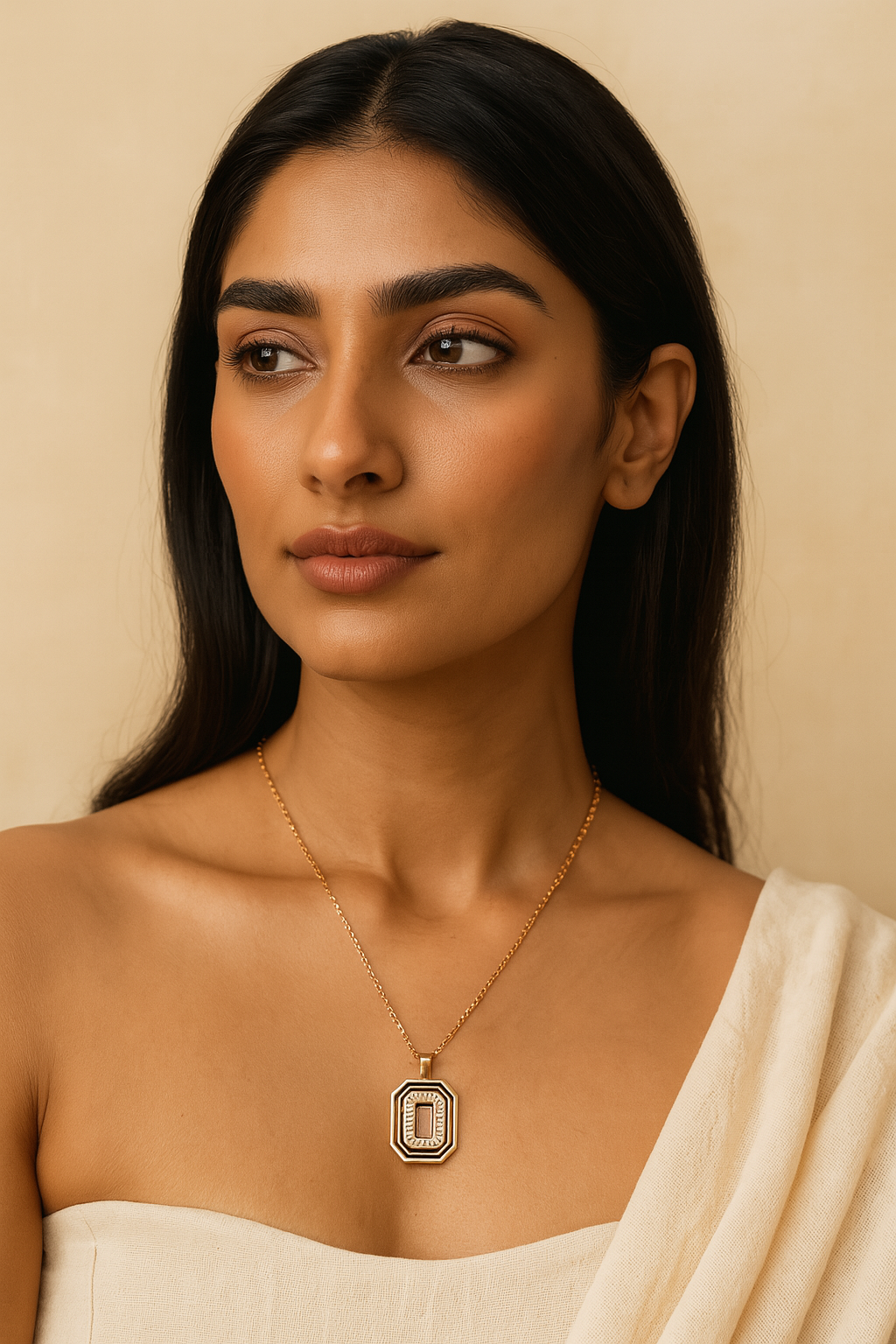 Noir Deco Pendant Necklace