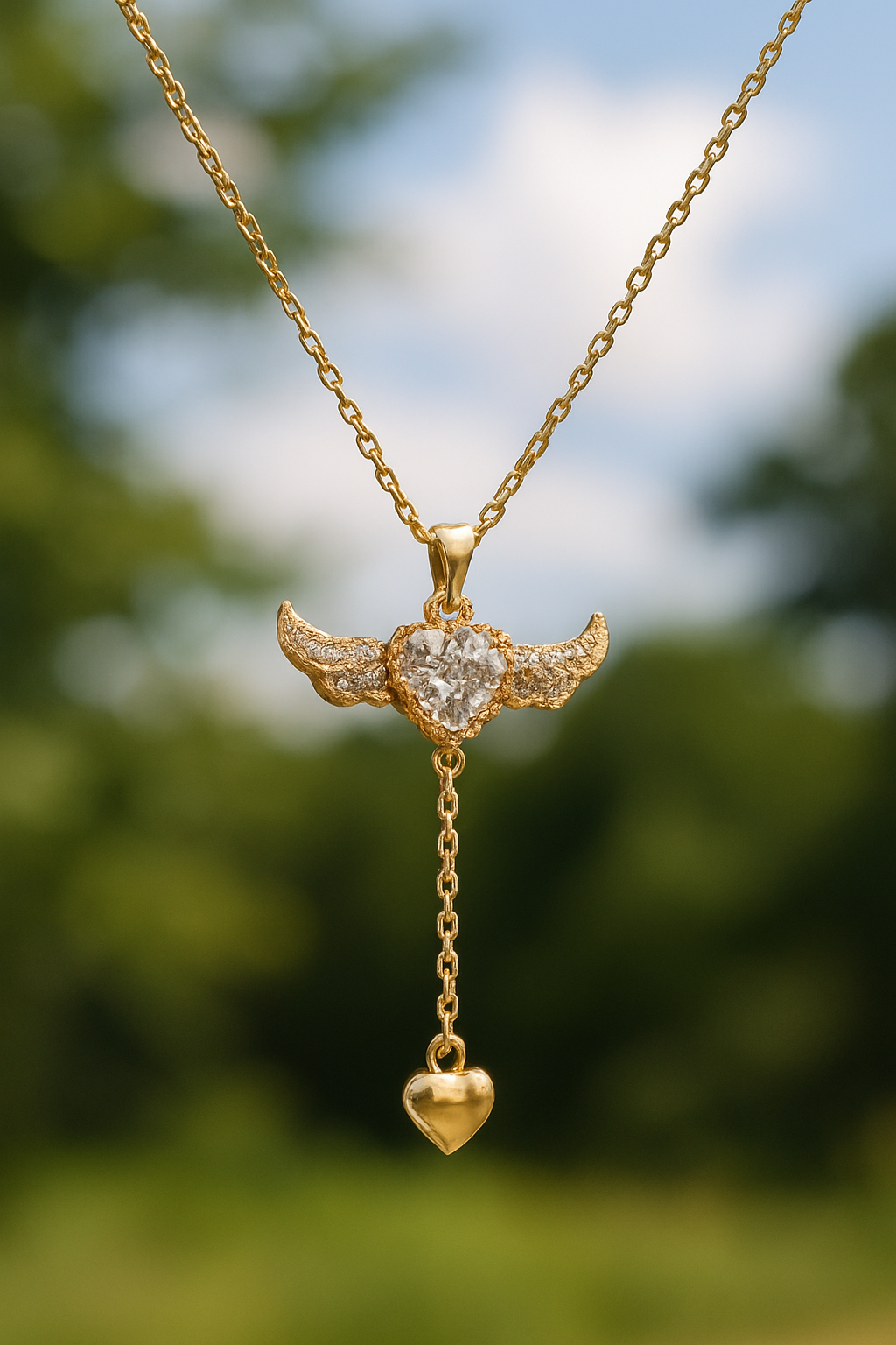 Wings of Heart Pendant Necklace